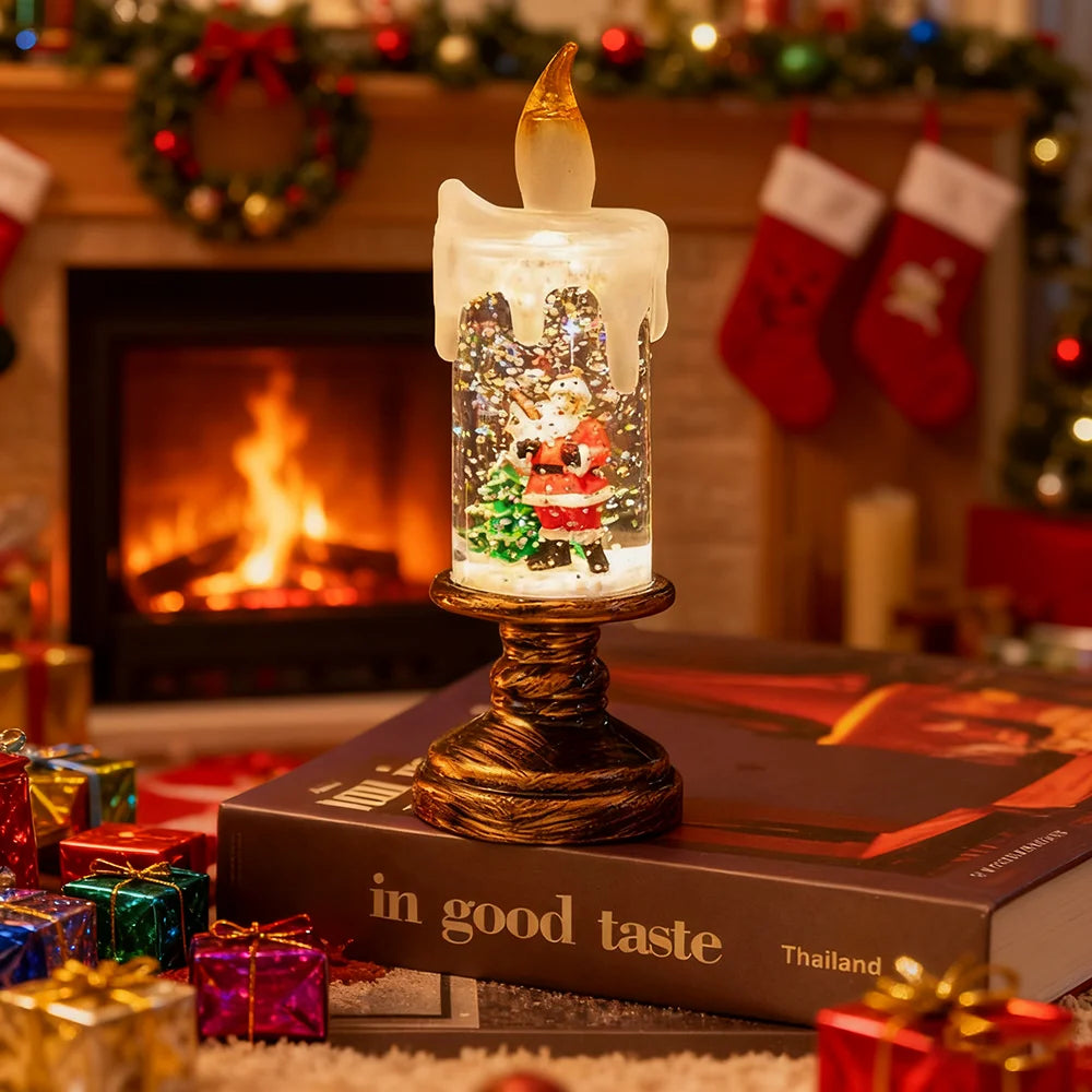 1pc Christmas transparent Snow lights, Battery-powered Christmas Crystal lights, Christmas Glowing Snow Globe