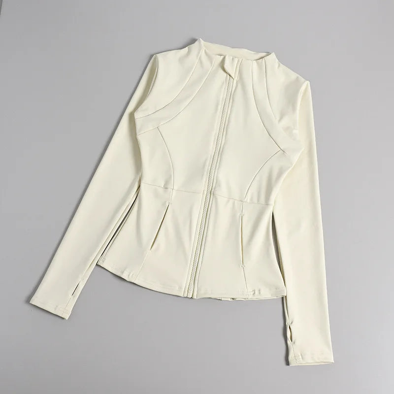 Yoga Suit Women's High-end Standing Collar Long Sleeved Sports Jacket Running Training Fitness Top Windproof Running Suit