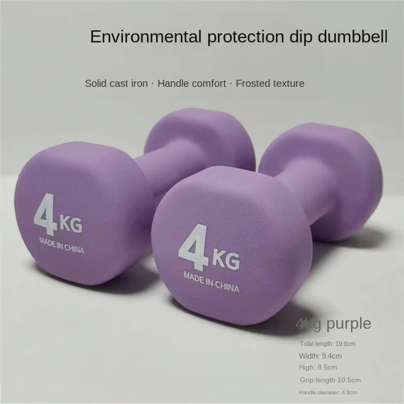 Yoga Flat Head Scrub Impregnated Plastic Dumbbells For Men And Women Home Exercise Sports Equipment Solid Cast Iron Dumbbells
