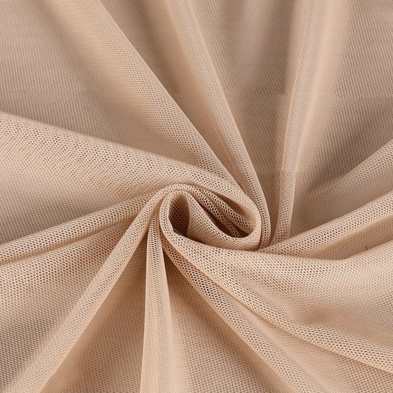 High-elastic Ultrafine Power mesh Net fabric Nude Flesh color 4 Way Stretch Spandex Mesh Underwear Stocking Yoga clothing fabric