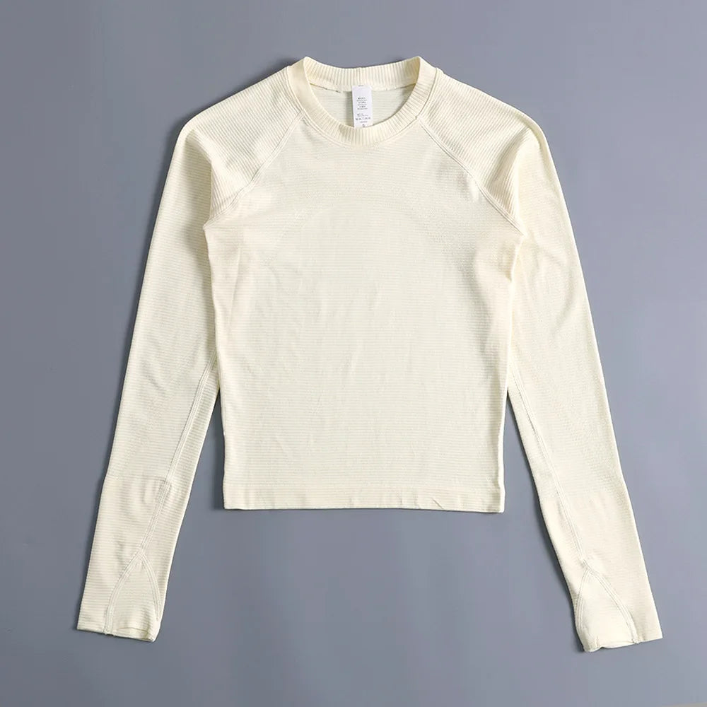 Women's seamless yoga outfit; professional running fitness clothing; long-sleeved pilates training yoga top; close-fitting