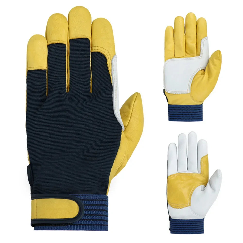 Sports Safety Protection Glove Leather Men's Driving Grinding Welding Gloves Light-Duty Mechanic Gloves Imitation Sheepskin