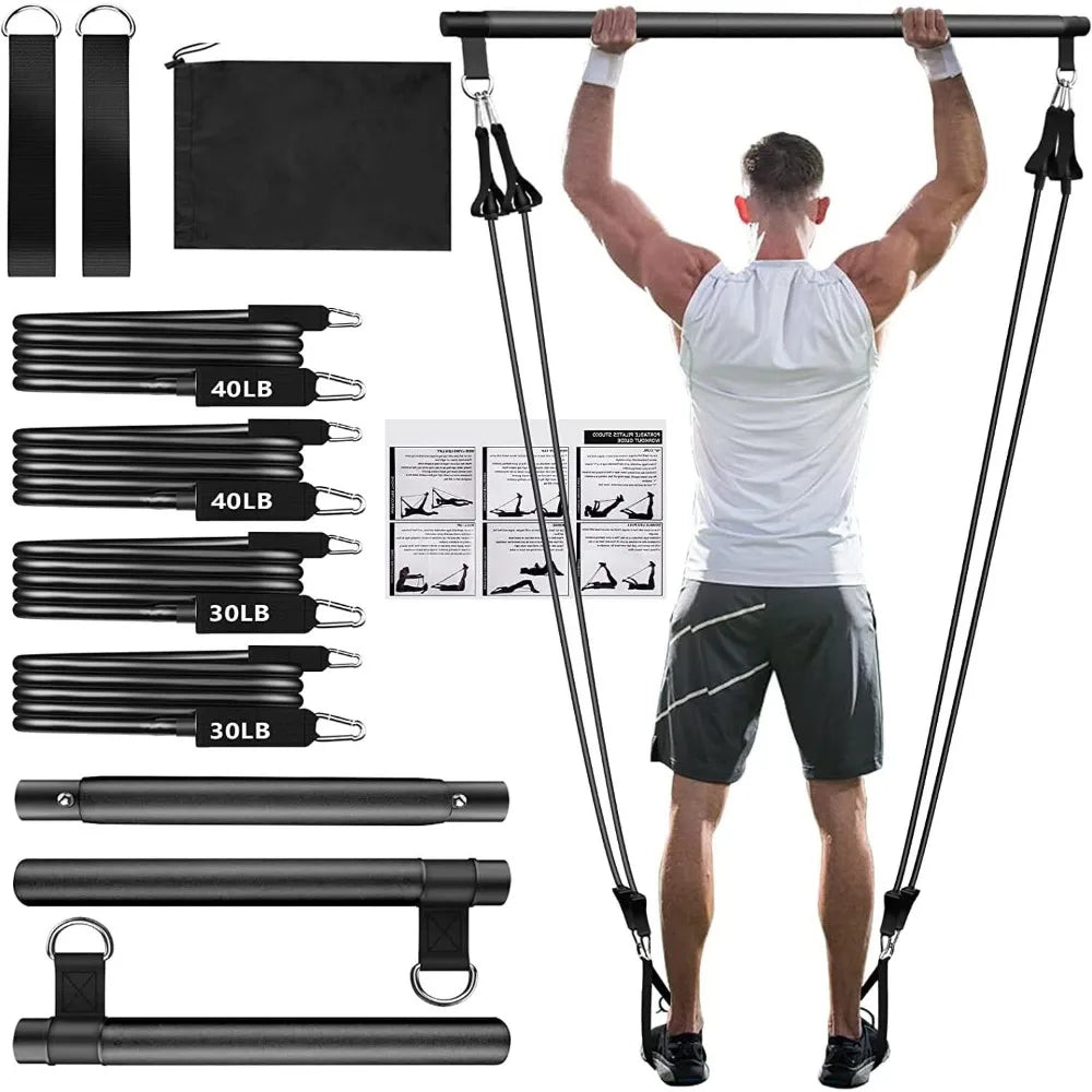 Resistance Bands Set with Fitness Bar Workout Gym Pull Rope Yoga TPE or Latex Tube Sports Elastic Exercise Equipment for Home
