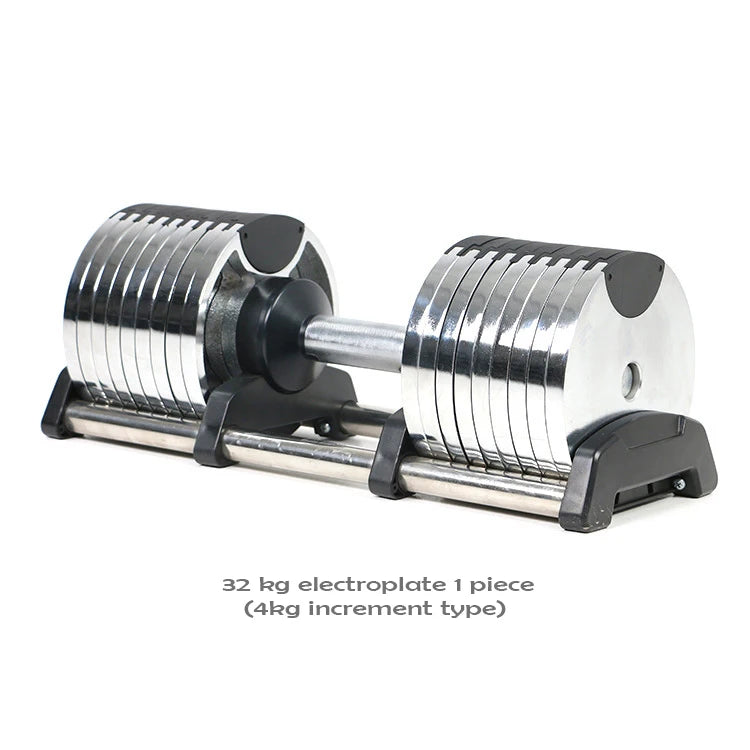 Electroplated Dumbbells, Professional Gym Fitness Dumbbells, Internal Rotation, 32kg Weight, Adjustable, 4kg Increase, 2024