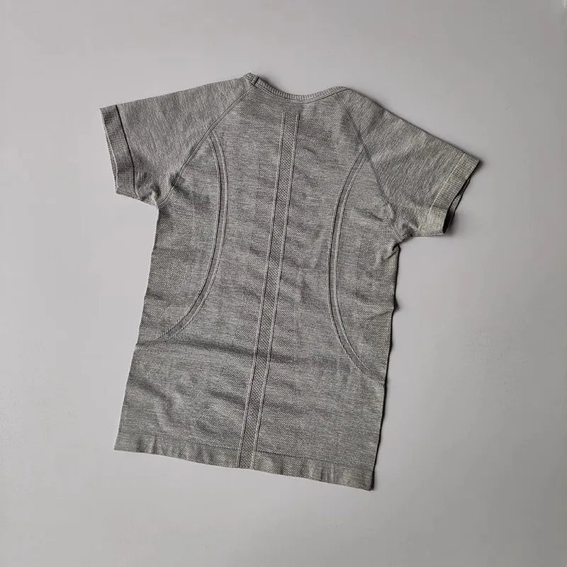 Women's yoga sports short sleeved T-shirt, 2025 new slim training and fitness clothing