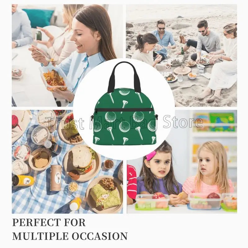 Golf Lunch Box Ball Portable Insulated Lunch Bags Reusable Cooler Tote Bag for Girls Boys Women School Work Travel Picnic Gifts