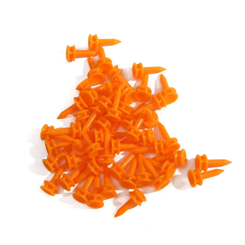 50 Pcs/Pack Professional Golf Tees 25mm-51mm Castle Orange Golfer Accessory Plastic golf tees perfect for Teeing the ball