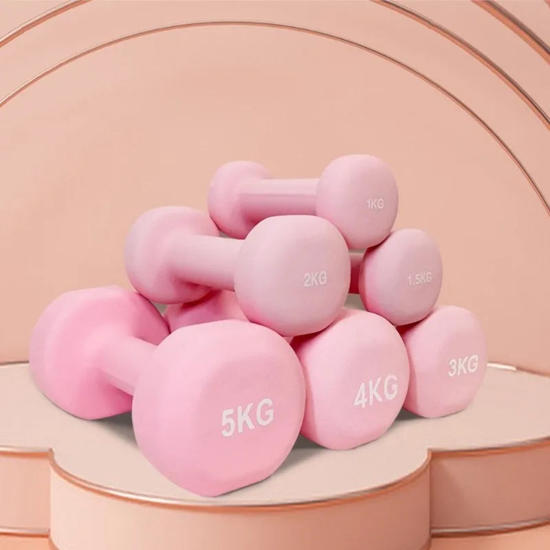 Yoga Flat Head Scrub Impregnated Plastic Dumbbells For Men And Women Home Exercise Sports Equipment Solid Cast Iron Dumbbells