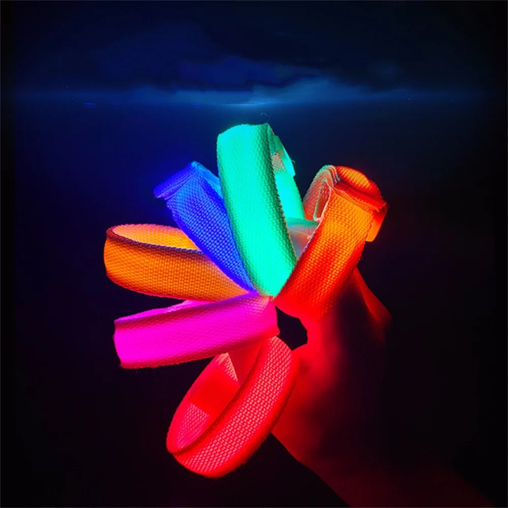 LED Reflective Bracelet Nylon Adjustable Armband Luminous Night Running Climbing Strap Outdoor Sports Safety Bright Band
