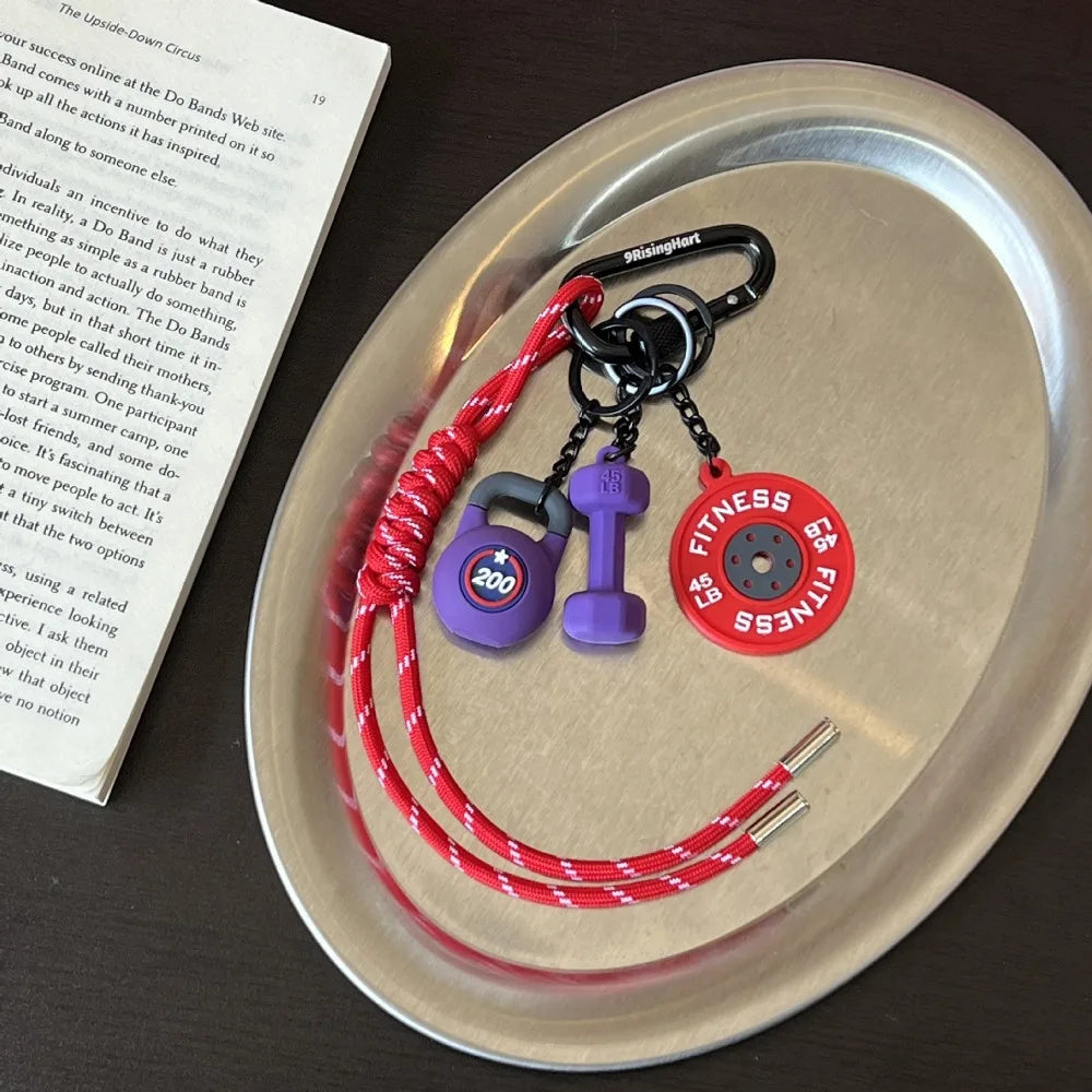 Mini Barbell Plates Key Chain with D-shaped Buckle Kettlebells Simulation Dumbbells Keyring Water Cups Creative