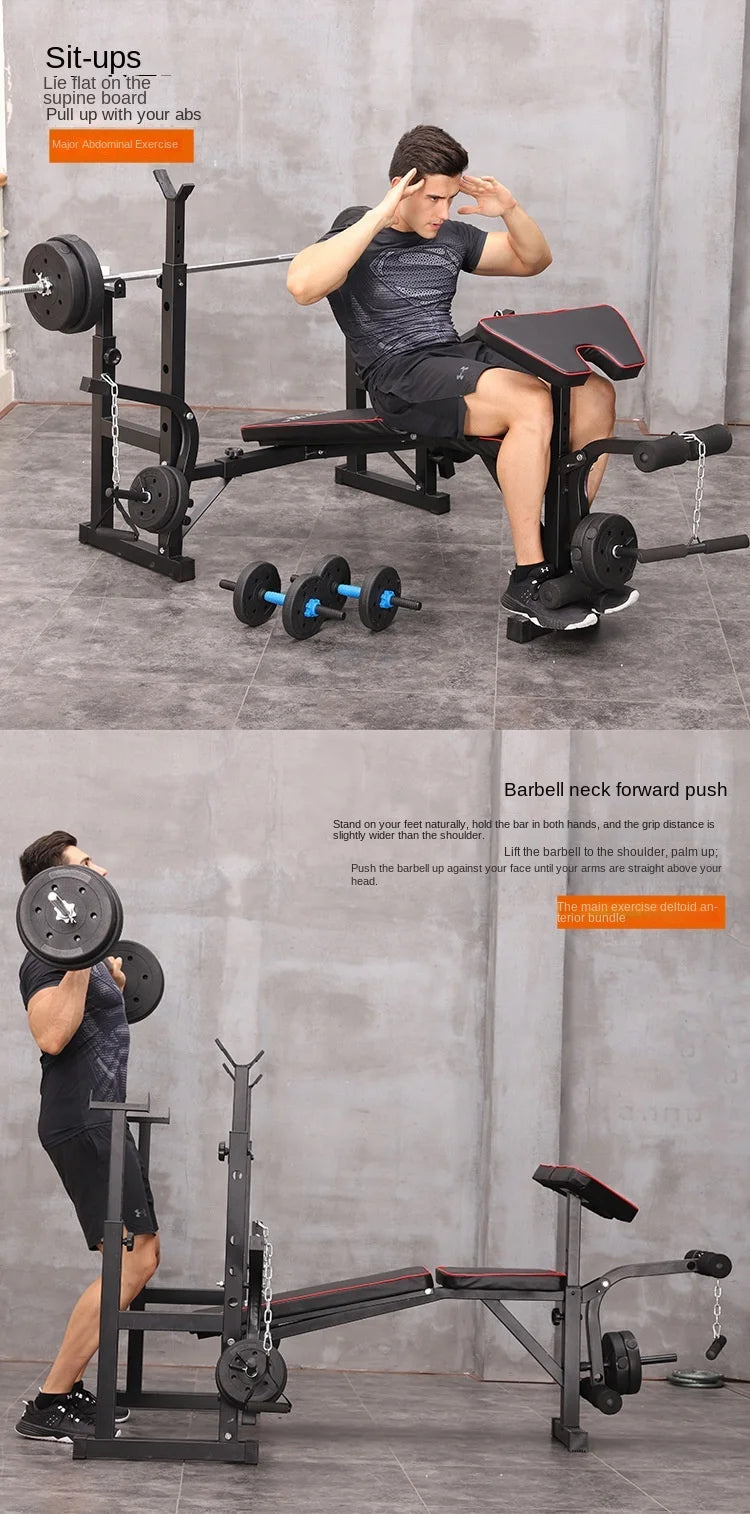 Men's Fitness Equipment, Multifunctional Weightlifting Bed Supplies, Foldable Bench Press, Household Weightlifting Machine