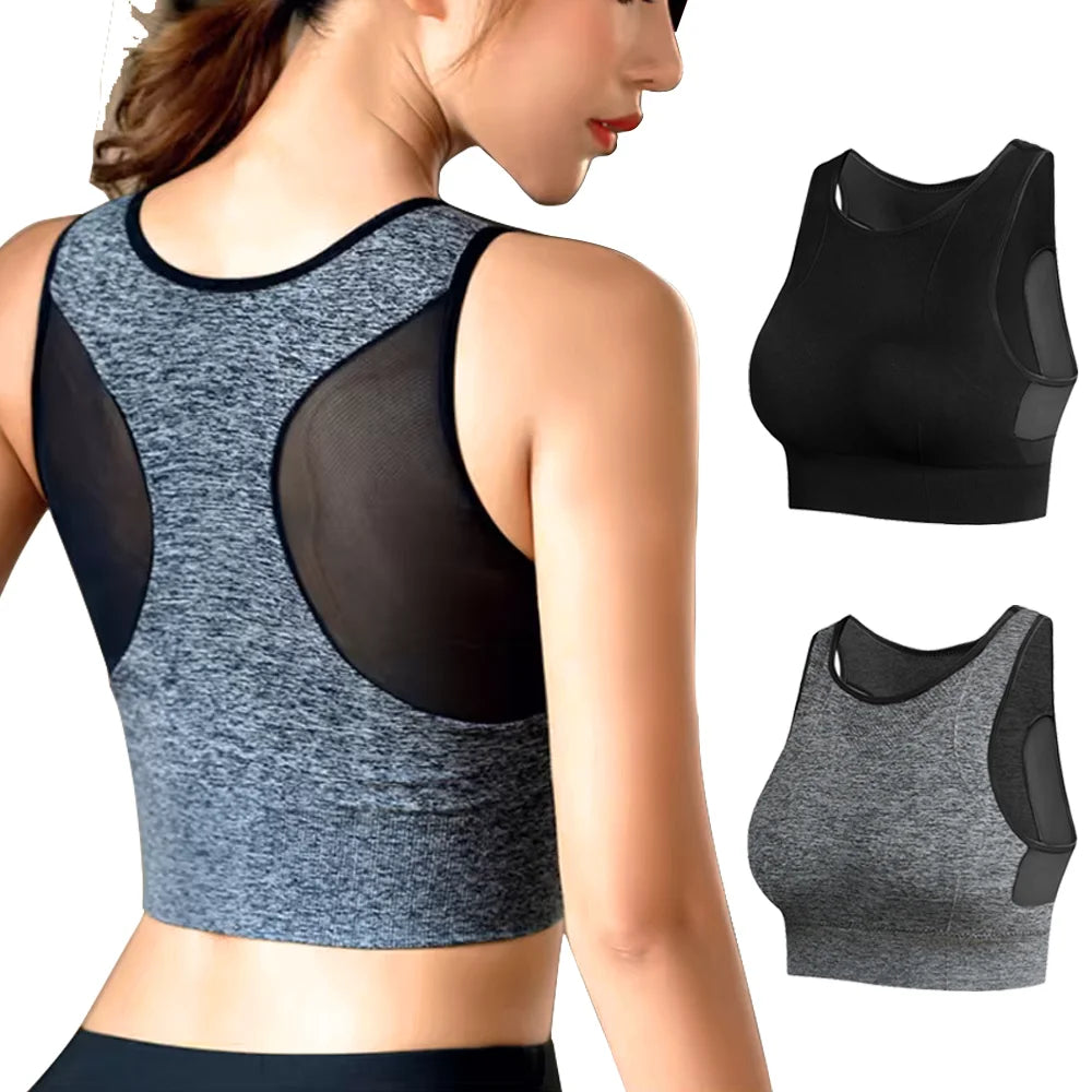 Women's Workout Sports Bras Fitness Padded Bra Yoga Crop Tank Tops Sports Bra Shock-absorbing Ring Free Vest Fitness Bralette
