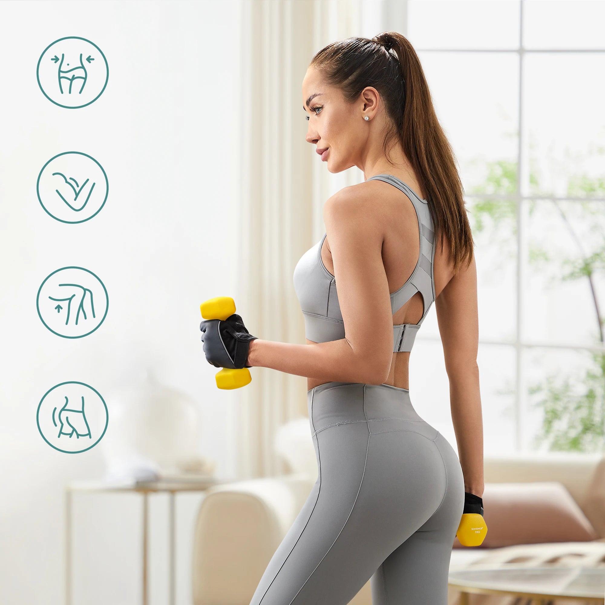 SONGMICS Dumbbell dumbbells (Set of 2 Neoprene Coating Dumbbell Set Short dumbbells Hexagon) 1KG-2KG-3KG-4KG-5KG
