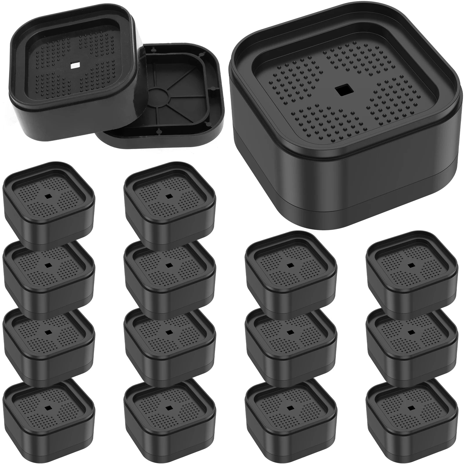 8/16Pcs Furniture Risers Plastic Stackable Bed Raising Blocks with Nonslip Bottom Stable Desk Leg Riser for Sofa Washing Machine