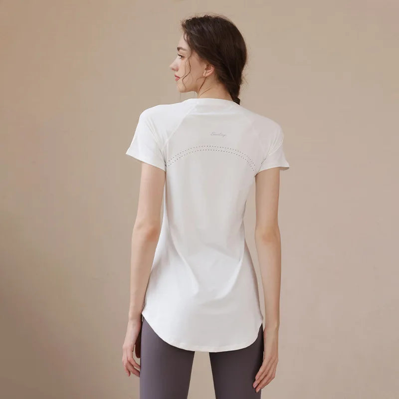 2024 Yoga Clothes Women Top Short Sleeve Sportswear Woman Gym Running T-shirt Yoga Wear Fitness Pilates Blouse Yoga Clothing