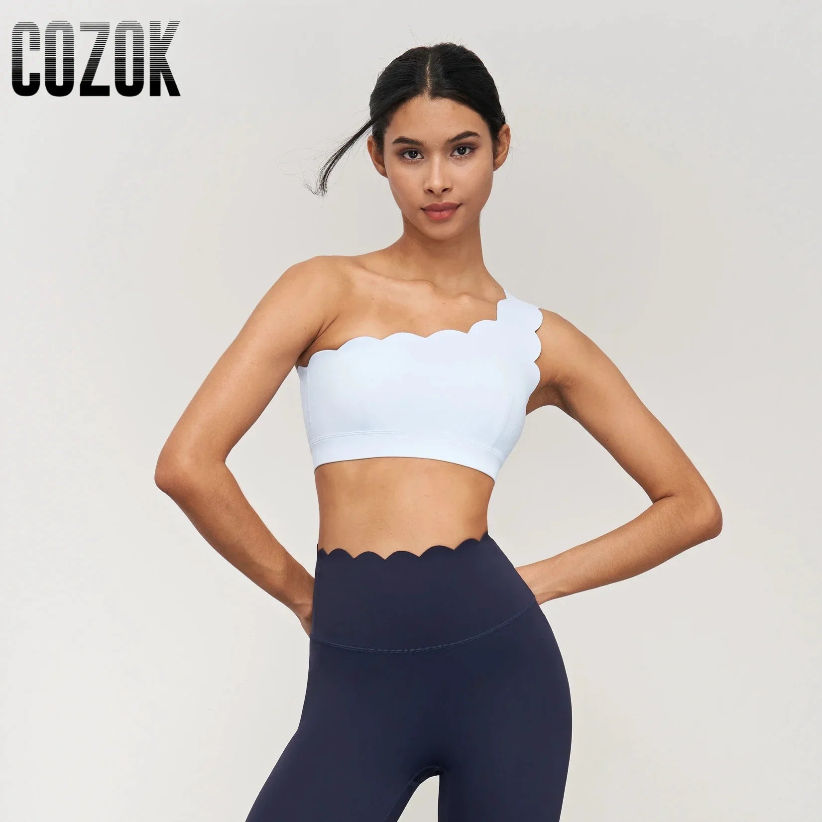Sports Bra for Women Seamless Shock-proof Removable Cups Gym Workout Tops Lotus Arc Single Shoulder Yoga Tops Push-up Bras Vest