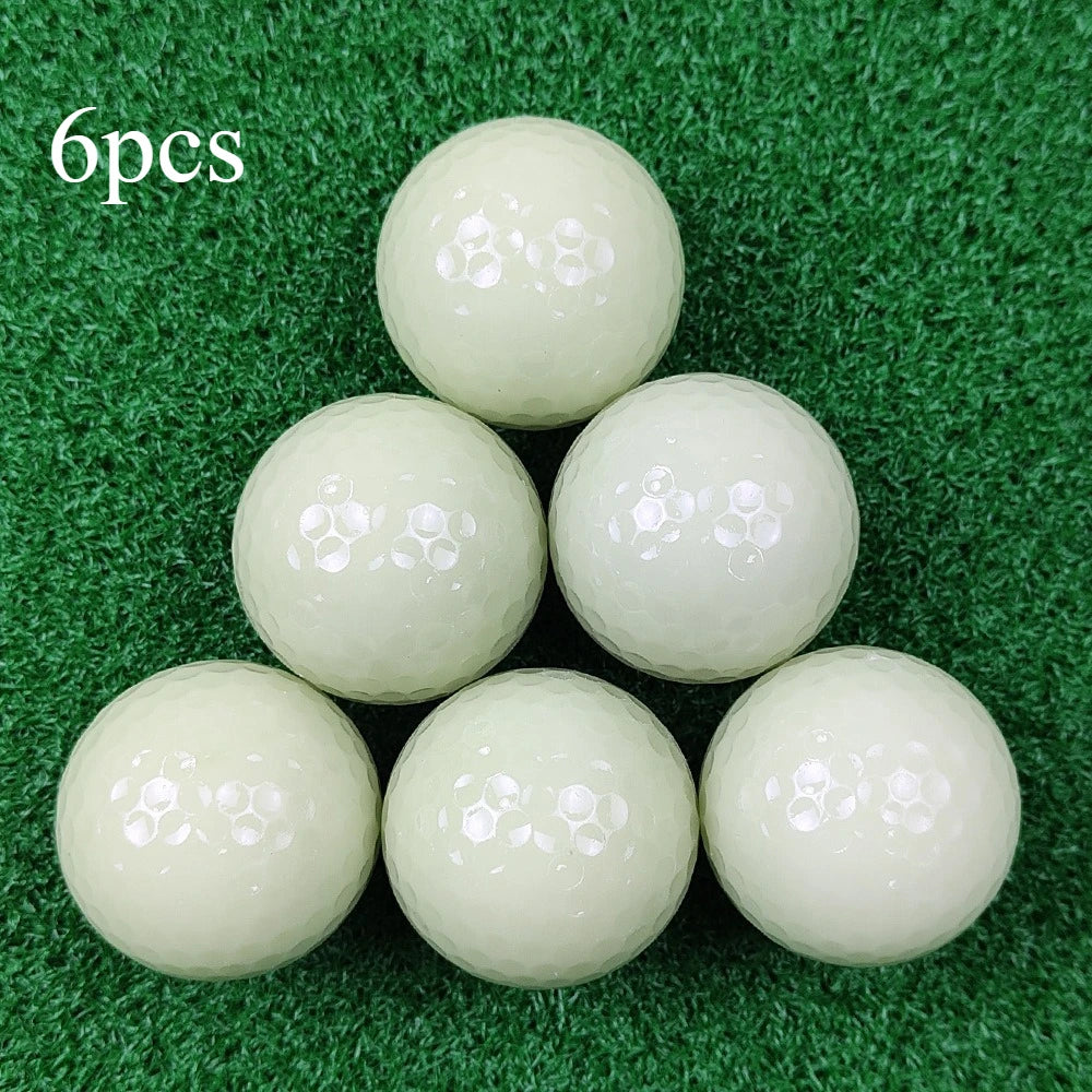 6PCS Glow-in-Dark Golf Balls Synthetic Rubber Night Practice Training Balls for Evening Course with High Visibility Fluorescent
