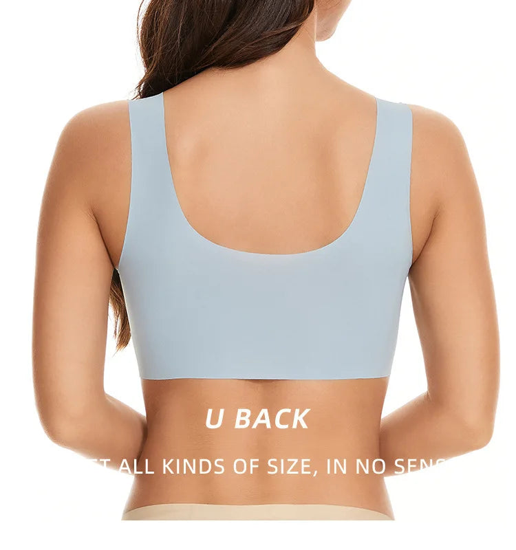 Sports Bras Women Breathable Bra Wireless Sexy U Back Inner Push Up Seamless Stitching Mesh Top Bra Without Bones Frame Bras