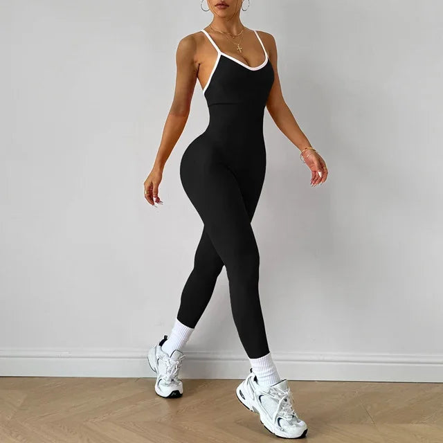 Jumpsuit Women Yoga Set Sexy Criss-Cross Back One-piece Bodysuit Fitness Quick-Dry High Elastic Sportswear Outfits Gym Clothing