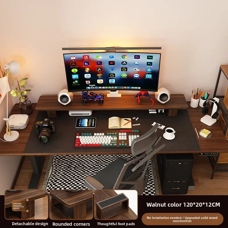 Elevated Wood Cuter Monitor Stand Desk Base Home Office Desktop Organizer Ra Adjustable Height No Installation