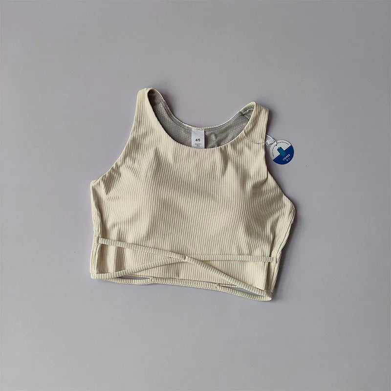 Yoga Clothes Crop Tops Women's Summer Professional Fitness Clothes Pilates Outer Wear Breathable One-piece Cup Vest Clothing