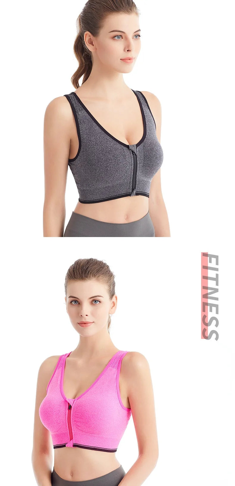 Sports Bra Women Front Zipper More Size Crop Tops Female Gym Jogging Yoga Fitness Shockproof Vest Bralette Sport Bras for Women