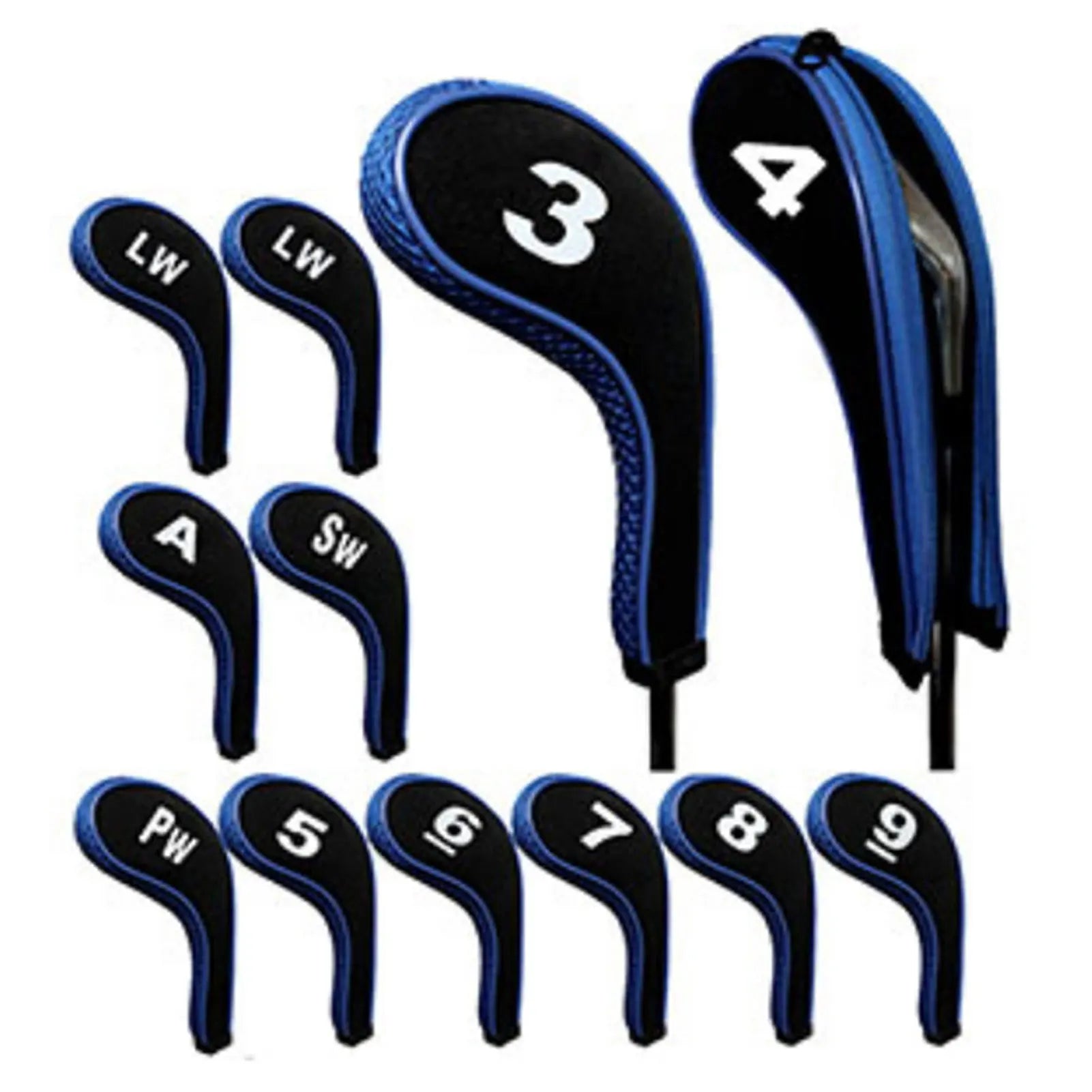 Golf Club Head Iron Covers Zippered Golf Club Iron Covers for All Fairway Clubs & Drivers