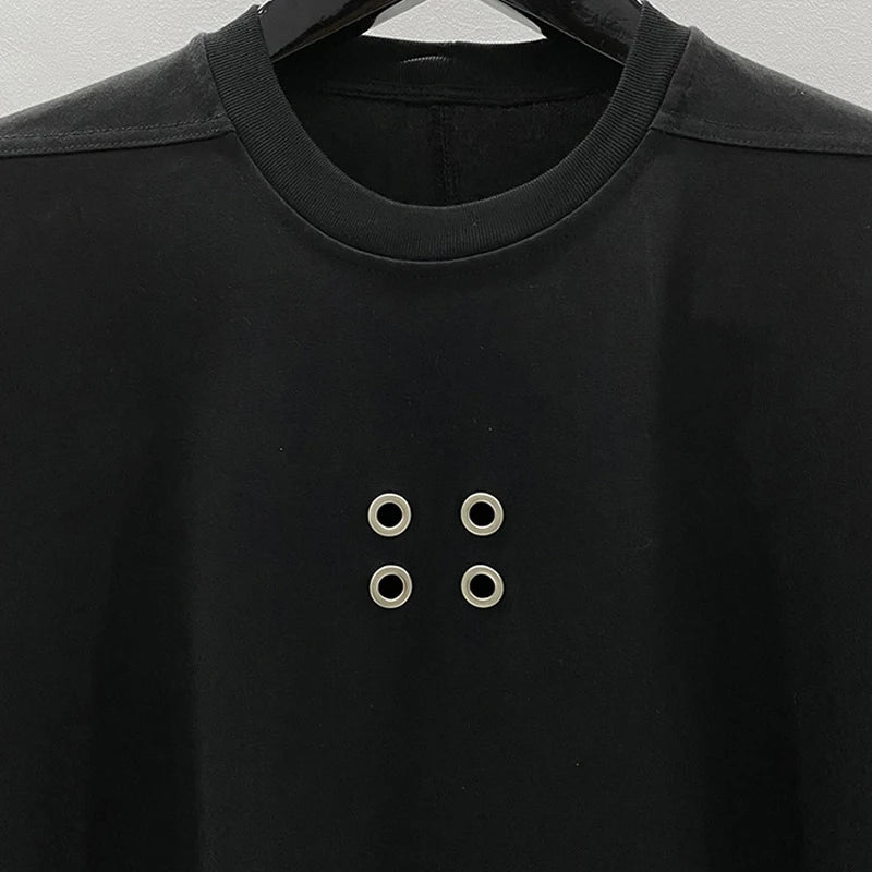 Men's Casual T-shirt Fashion Tees for Man Hole Design Oversized Short Shirt Cotton O-neck Streetwear Men's Clothing