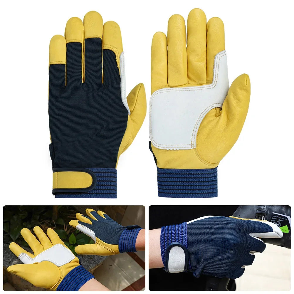 Sports Safety Protection Glove Leather Men's Driving Grinding Welding Gloves Light-Duty Mechanic Gloves Imitation Sheepskin