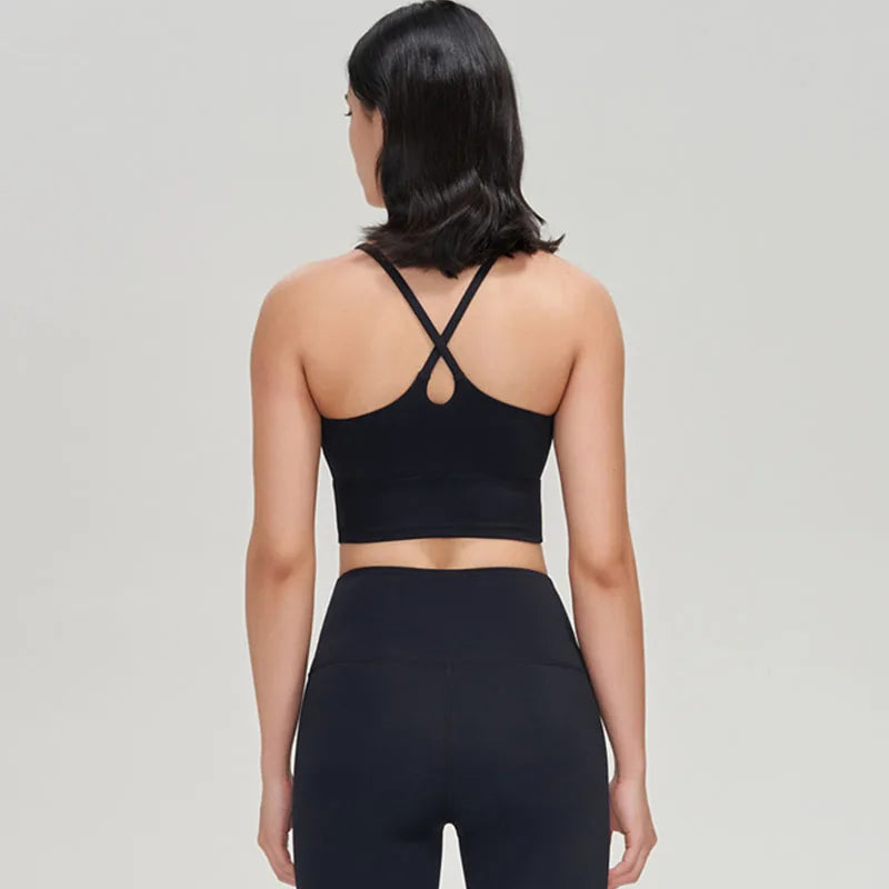 SOISOU Top Women Sports Bra Cross Beautiful Back Gym Fitness Workout Shockproof Running Tops Yoga Bra For Women Sport Wear