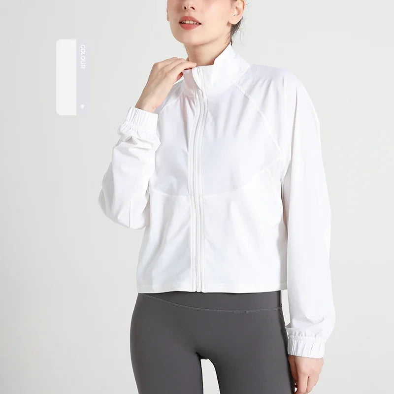 Long Sleeve Yoga Shirt Fitness Workout Sport Tops Gym Clothing Women Exercise Running Quick Dry Zipper Yoga Suit Coat Sportswear