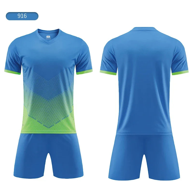 Custom Soccer Uniforms Football Training Clothing Adults Kid Clothes Short Sleeve Printing Men Boys Soccer Clothes Sets Jls916