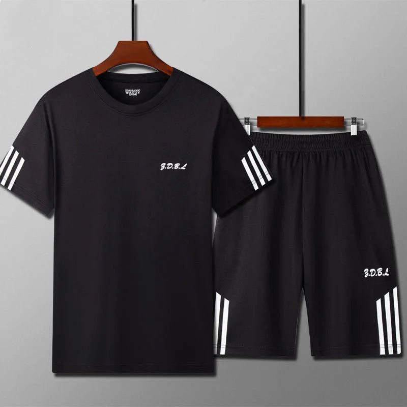 New Men's Summer Sportswear Fitness Clothing Short-Sleeved T-Shirt Loose Quick-Drying Clothes Basketball Uniform Running Shorts