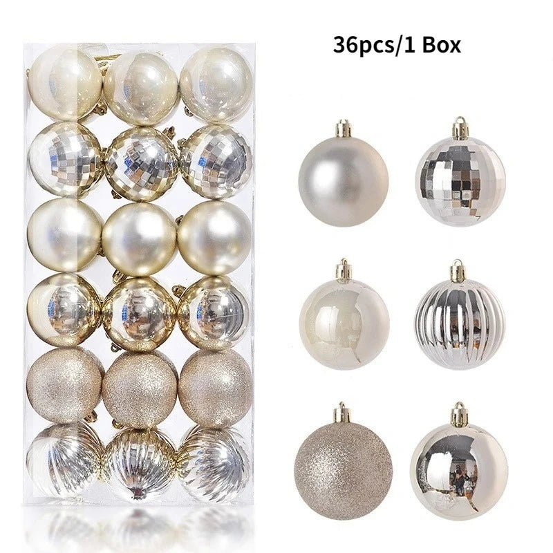 24/36Pcs Christmas Balls 4CM Ball Christmas Tree Pendant Ornaments for Home Party Decor 2025 New Year Navidad Gifts Accessories