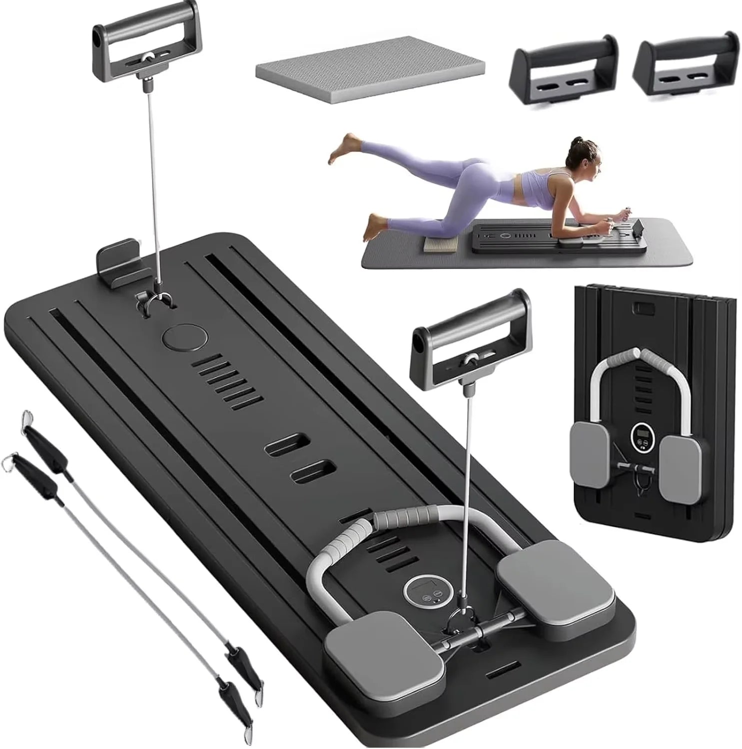Multifunctional Abdominal Board Resistance Bands Hand Grips Fitness Plate Automatic Rebound Push Ups Stands Pilates Exercise