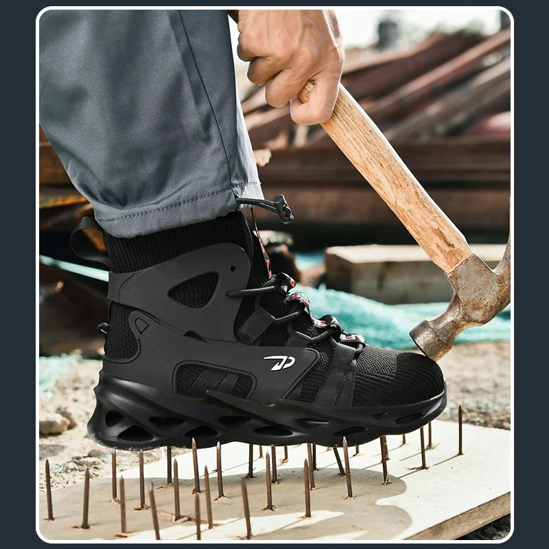Safety Shoes for Men High-top Anti-impact and Anti-piercing Work Shoes, Fashionable Men's Sports Shoes, and Safety Pro