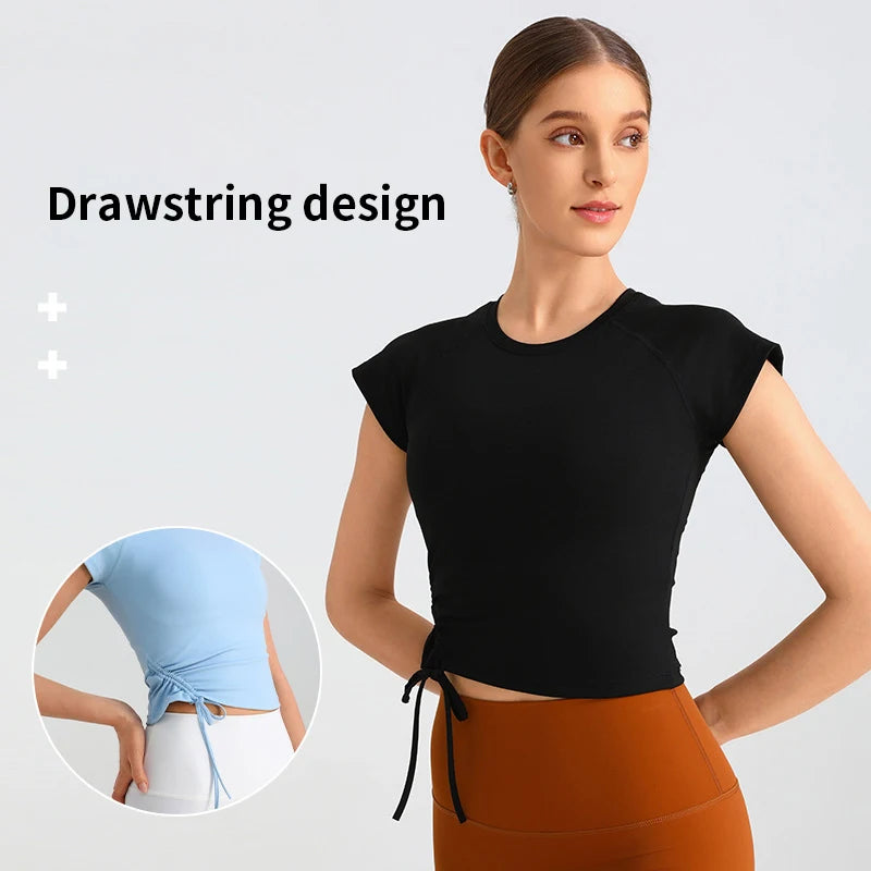 Women Yoga Clothes Slim Yoga T-shirt Breathable Comfort Fitness Crop Top Professional Running Fitness Pilates Training Clothes