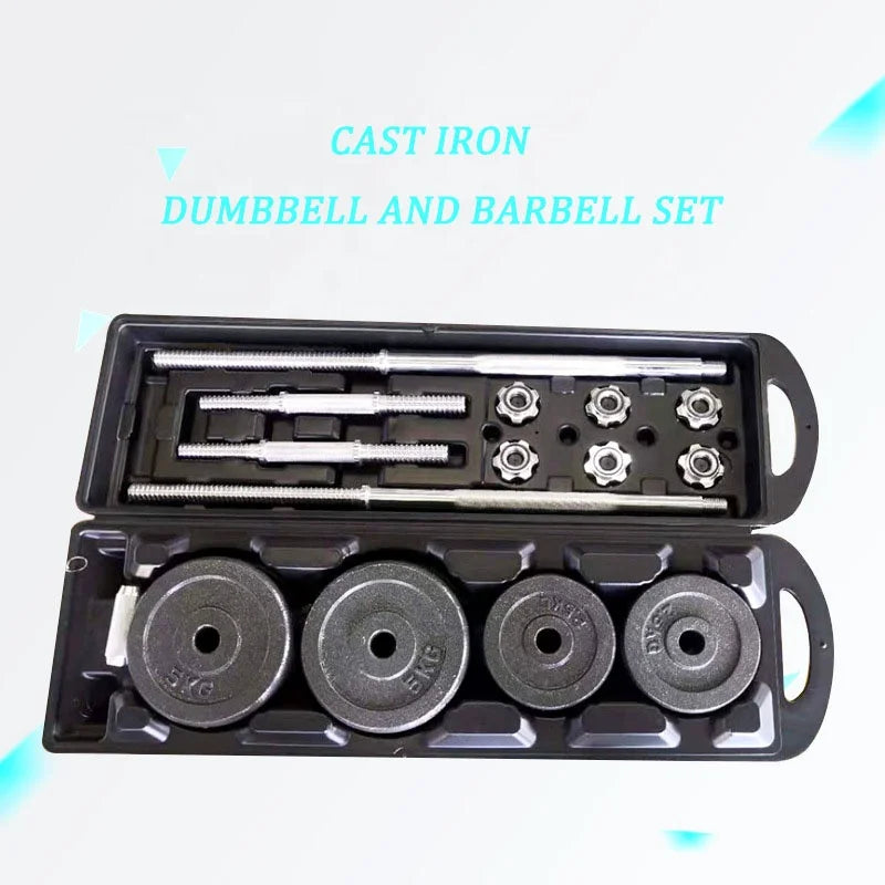 High Quality Cast Iron Adjustable Sports Gym Equipment 15kg 30kg 50kg Fitness Dumbbell and Barbell Set for Training