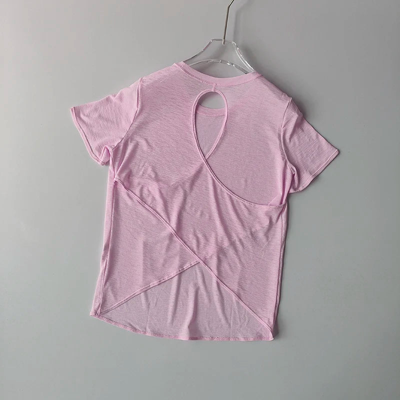 Yoga Short-sleeved Top for Women in Summer T-shirt Training Quick-drying Fitness Vest Pilates Slim Fit Slim Shirt Top Clothing