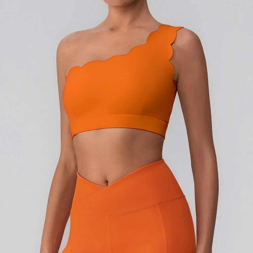 One Shoulder Sports Bras for Women Workout Top Yoga Underwear