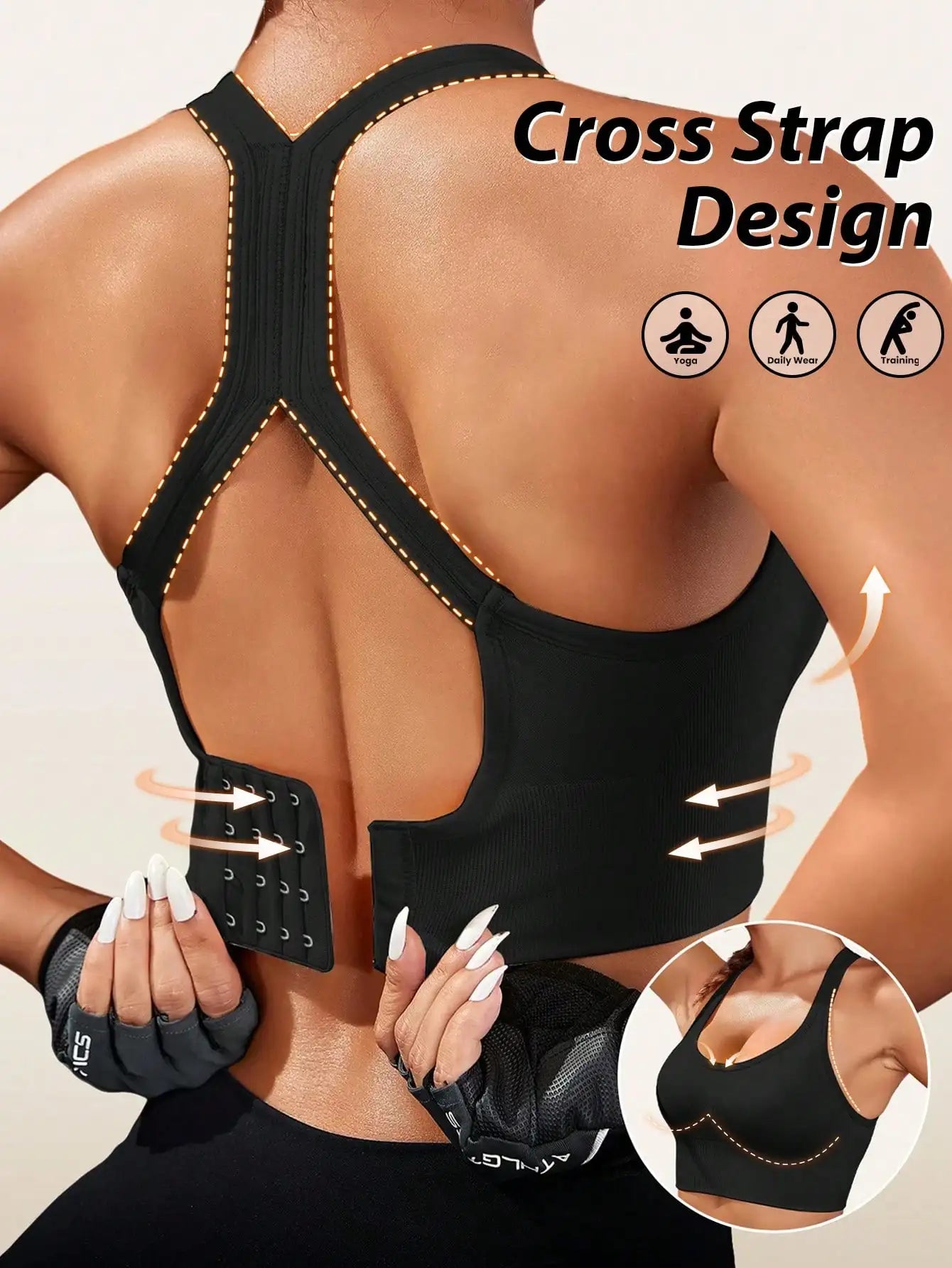 4 PCS Sports Bra for Women Seamless Summer Bras Crisscross Double Back Hooks Adjustable High Impact Sports Bras Shockproof