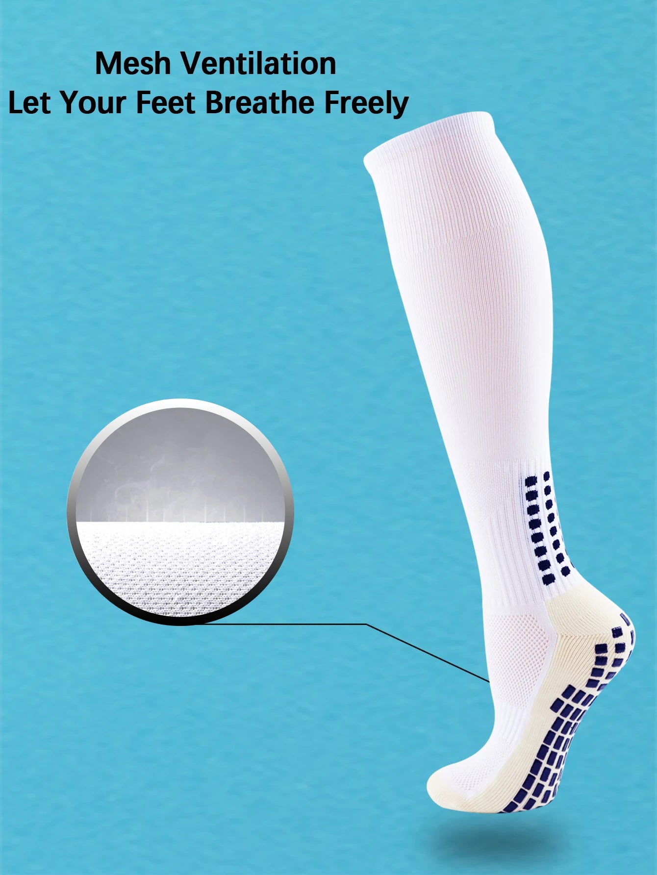 1 Pair Men's Soccer Socks with Grip, Non Slip Anti Slip Athletic Socks with Cushion Pads for Football/Basketball/Hockey