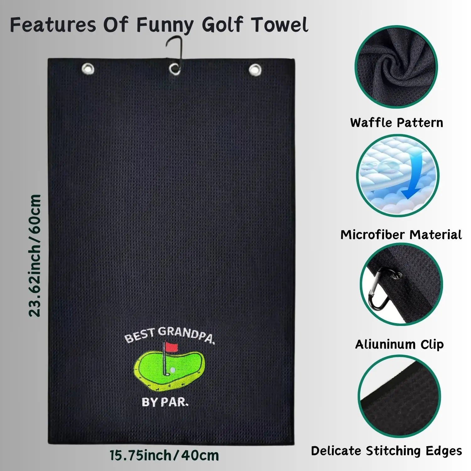Funny Microfiber Premium Golf Towel, Embroidered Golf Towels for Golf Bags for Men&Women, Golf Accessories for Men Golfers