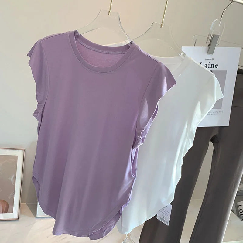 Women Yoga Top Comfortable Fitness T-shirt Short Sleeve Round Neck Breathable Gym Clothes Blouse