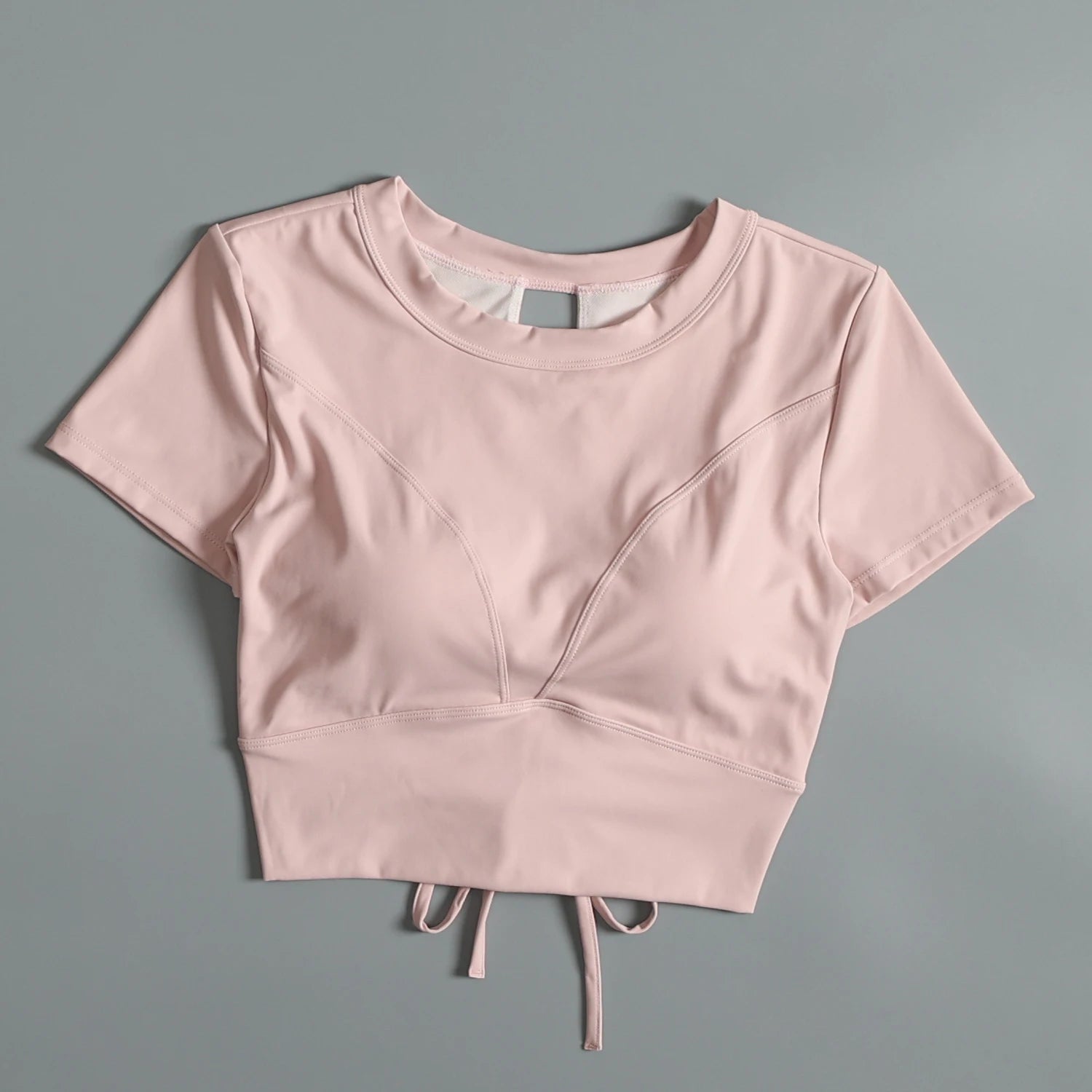 Yoga suit with chest pad sports beauty back fashionable quick-drying short-sleeved T-shirt running Pilates training fitness