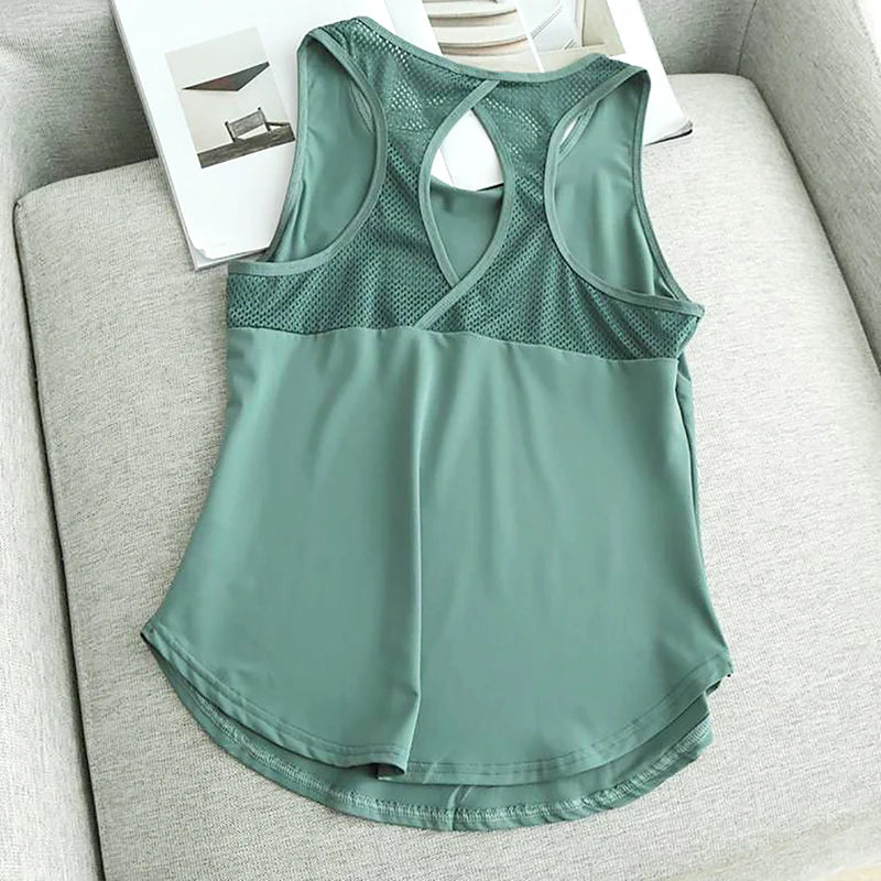 Yoga Clothing Women Sports Tops Hoodie Loose Sleeveless Running Training Quick Dry T-Shirt Sexy Outside Fitness Tank Tops