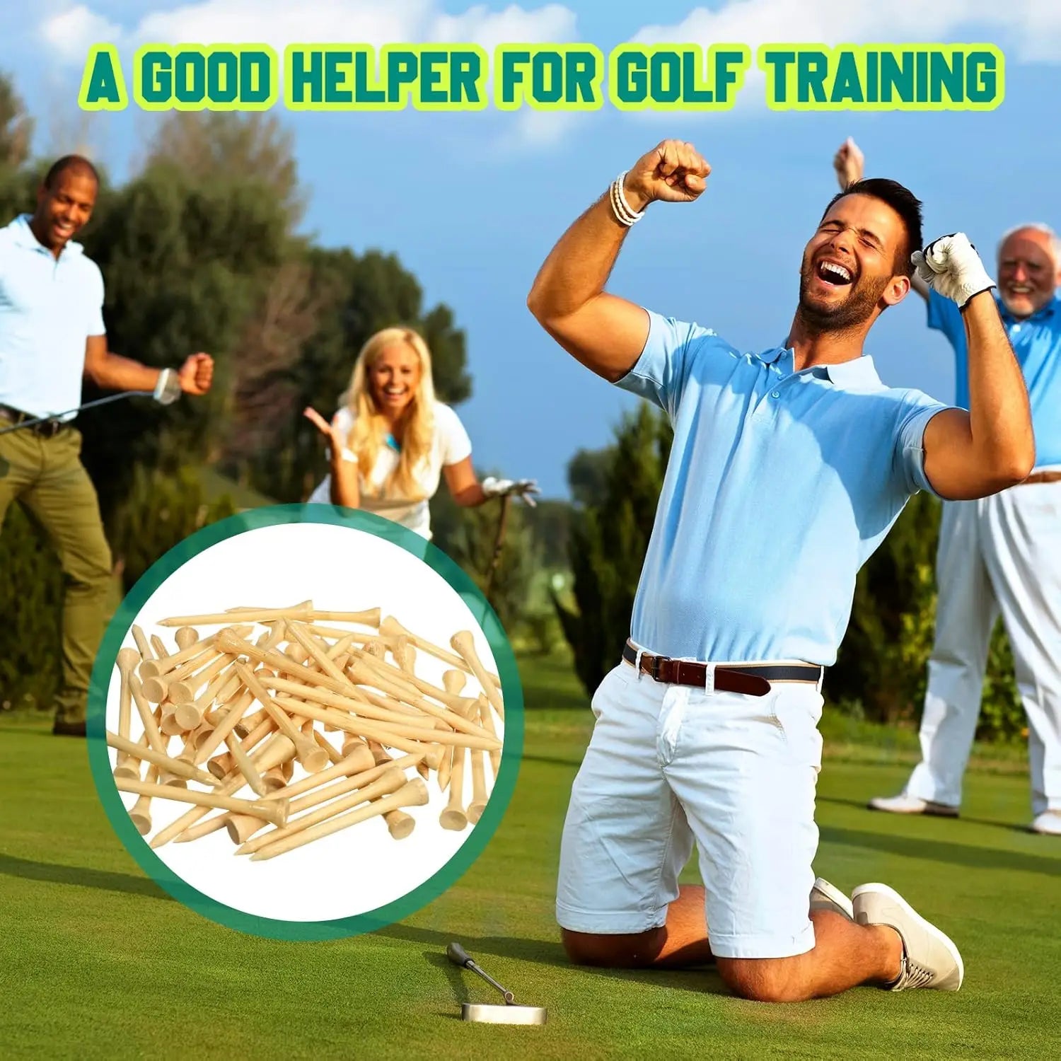 Golf Tees Durable Bamboo Tees 50Pcs/100Pcs 100Pcs 3-1/4" Friendly Biodegradable Material Reduce Friction Side Spin More Stable