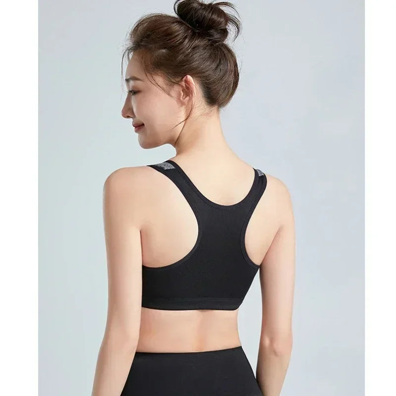 Sports Bra Women Push Up Front Zipper Shockproof Patchwork Gym Jogging Crop Top Female Running Fitness Vest Sport Bras for Women