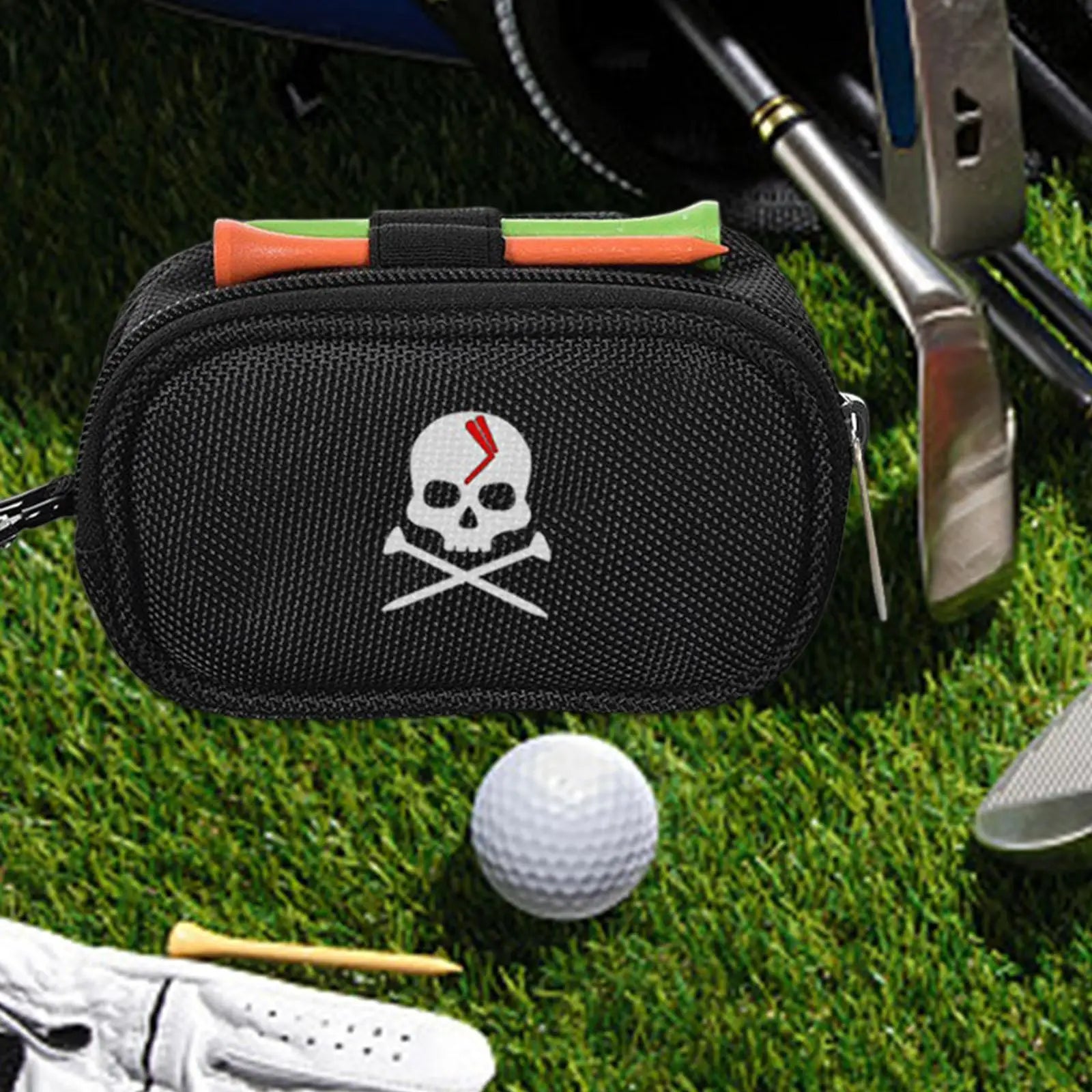 Golf Ball Holder Bag Utility Zipper Waist Pouch 3 Golf Balls 2 Golf Tees Outdoor