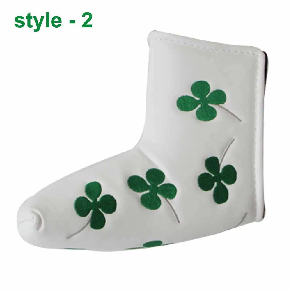 Golf Blade Putter Head cover Head Cover for Golf Clubs,Lucky Clover Putter Head Cover for Golf Clubs Men,White PutterCover Blade